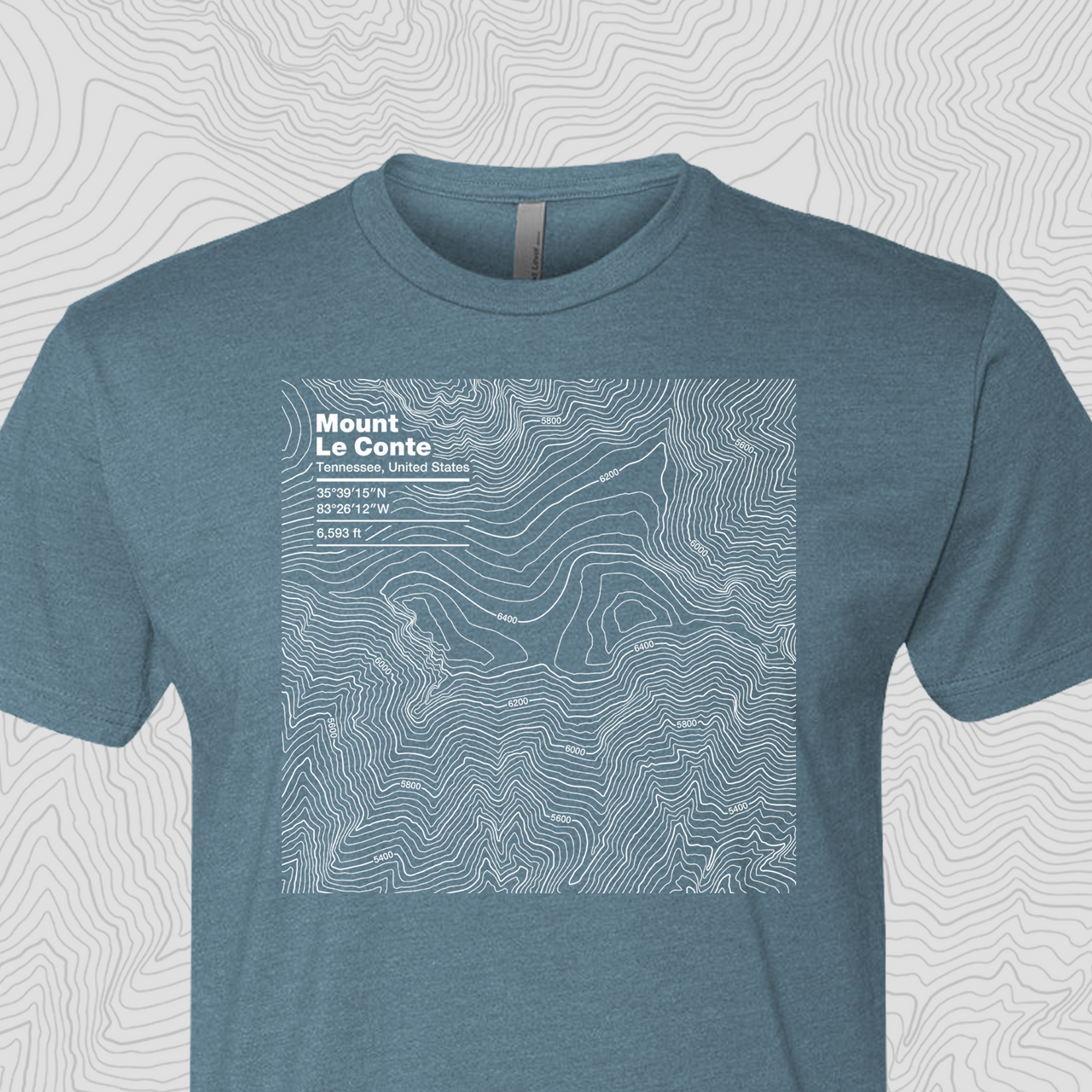 Mount Le Conte, Tennessee Topogra Unisex Tee Marine Blue