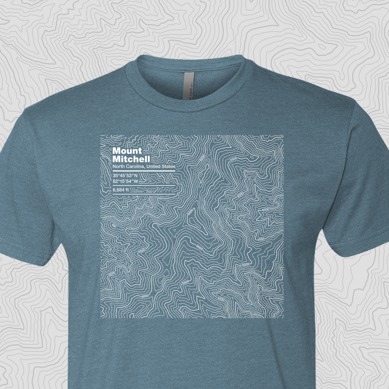 Mount Mitchell, North Carolina Topogra Unisex Tee Marine Blue