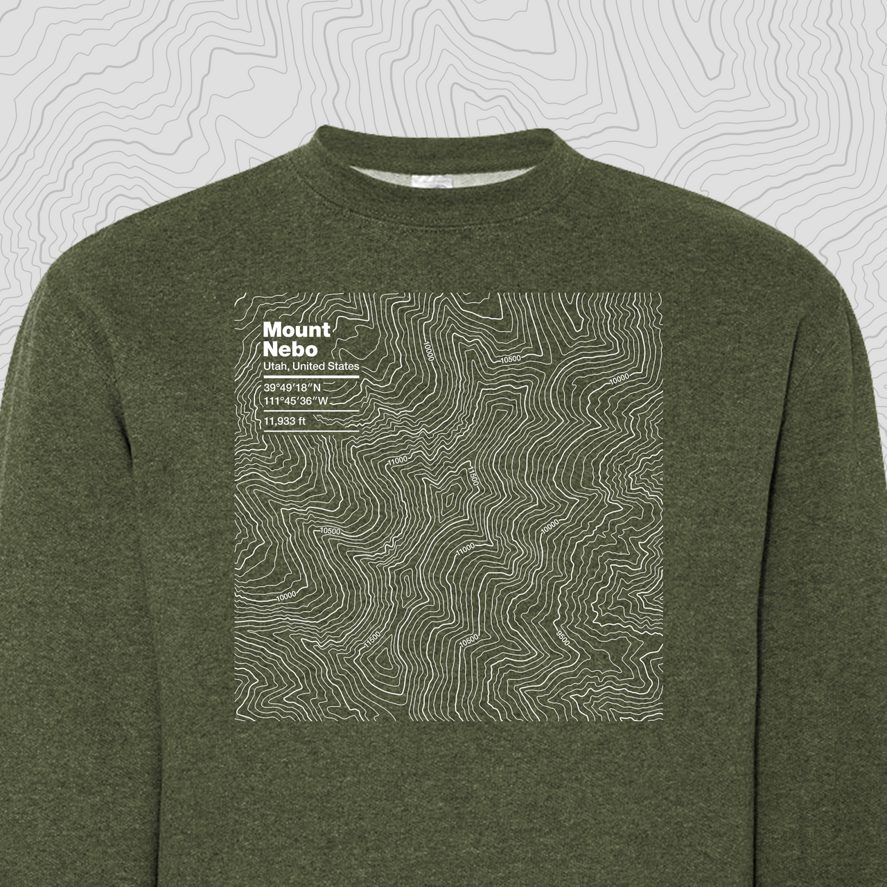 Mount Nebo, Utah Topogra Crewneck Sweatshirt