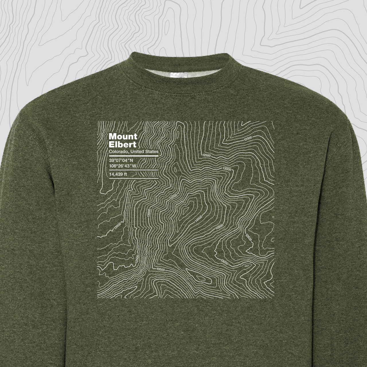 Mount Elbert, Colorado Topogra Crewneck Sweatshirt