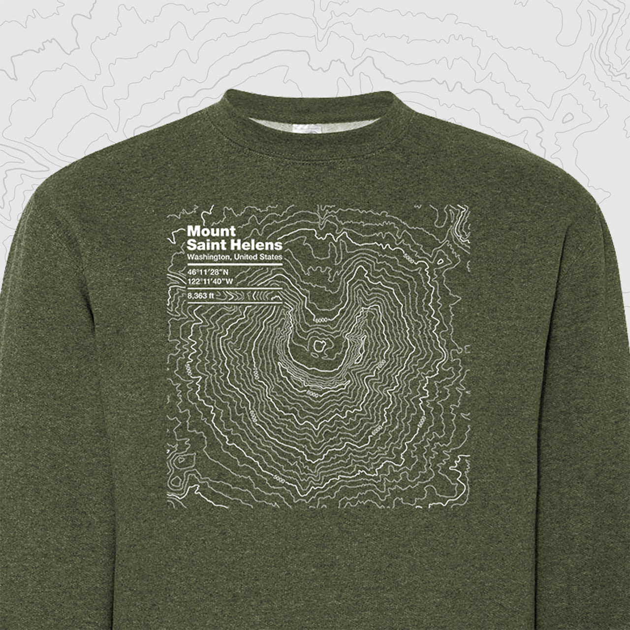 Mount Saint Helens, Washington Topogra Crewneck Sweatshirt