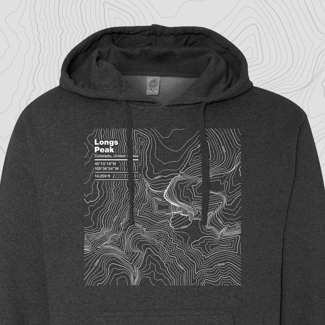 Longs Peak, Colorado Topogra Hooded Sweatshirt