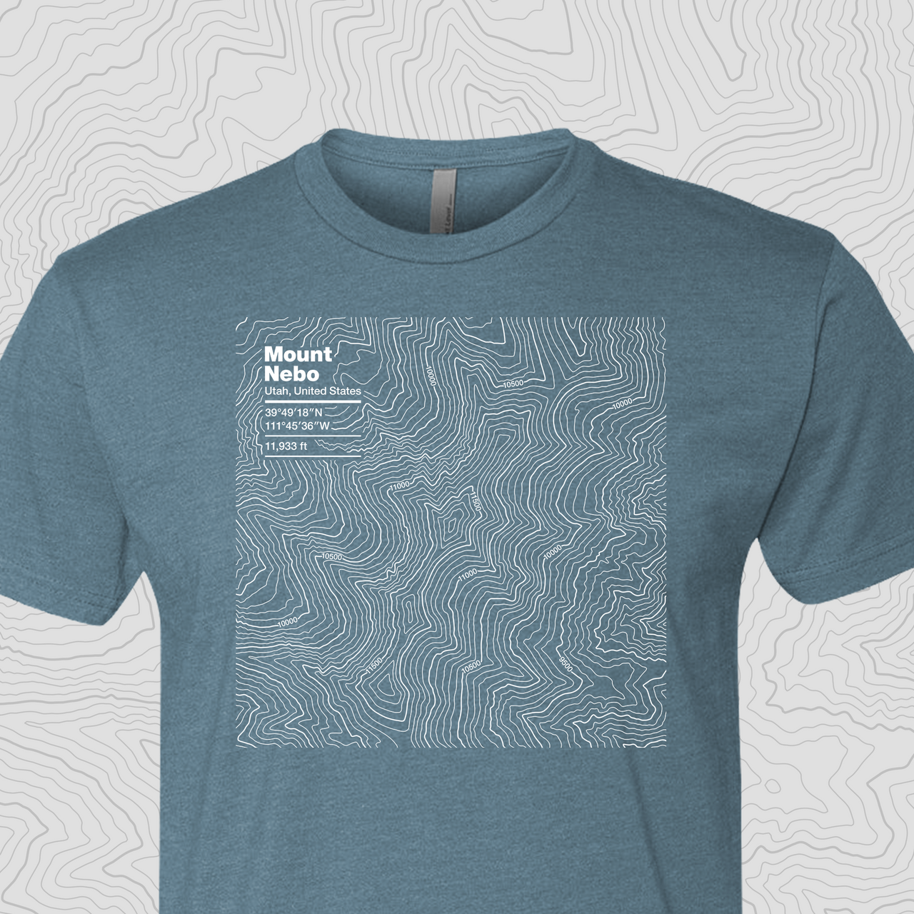 Mount Nebo, Utah Topogra Unisex Tee Marine Blue