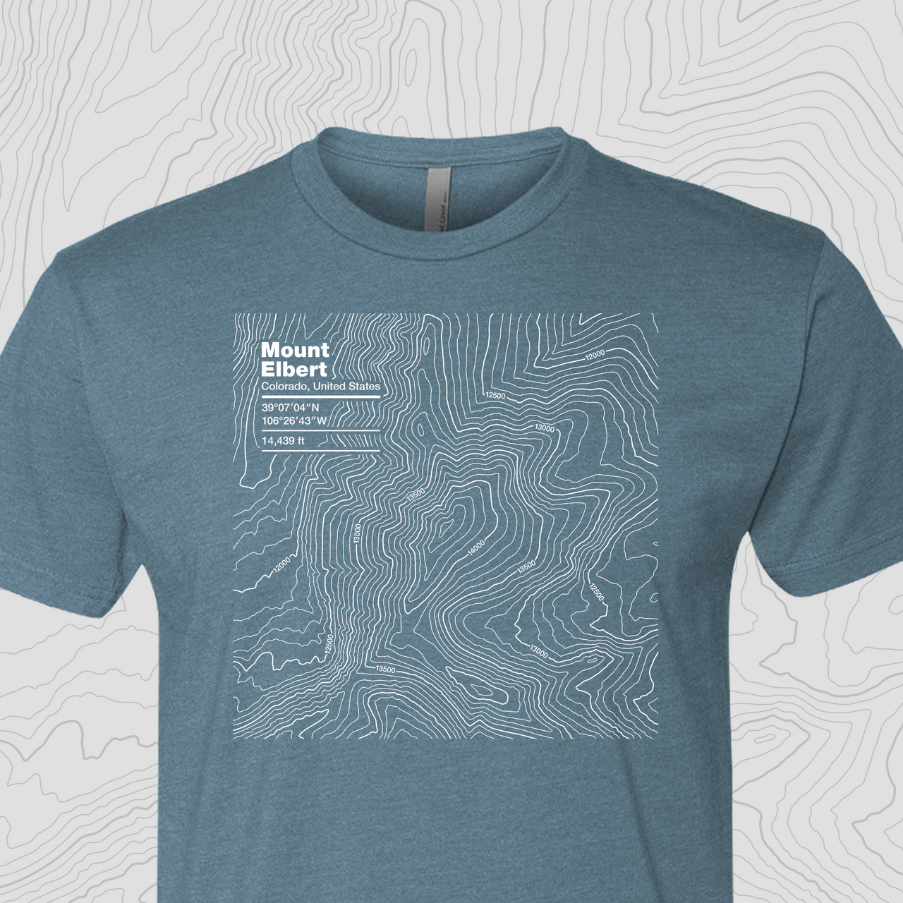 Mount Elbert, Colorado Topogra Unisex Tee Marine Blue