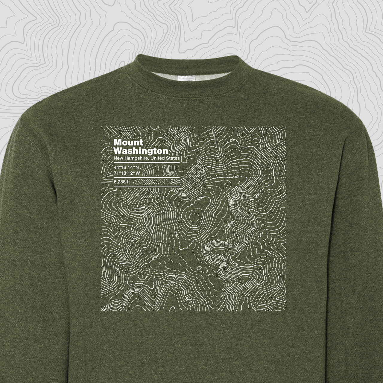 Mount Washington, New Hampshire Topogra Crewneck Sweatshirt